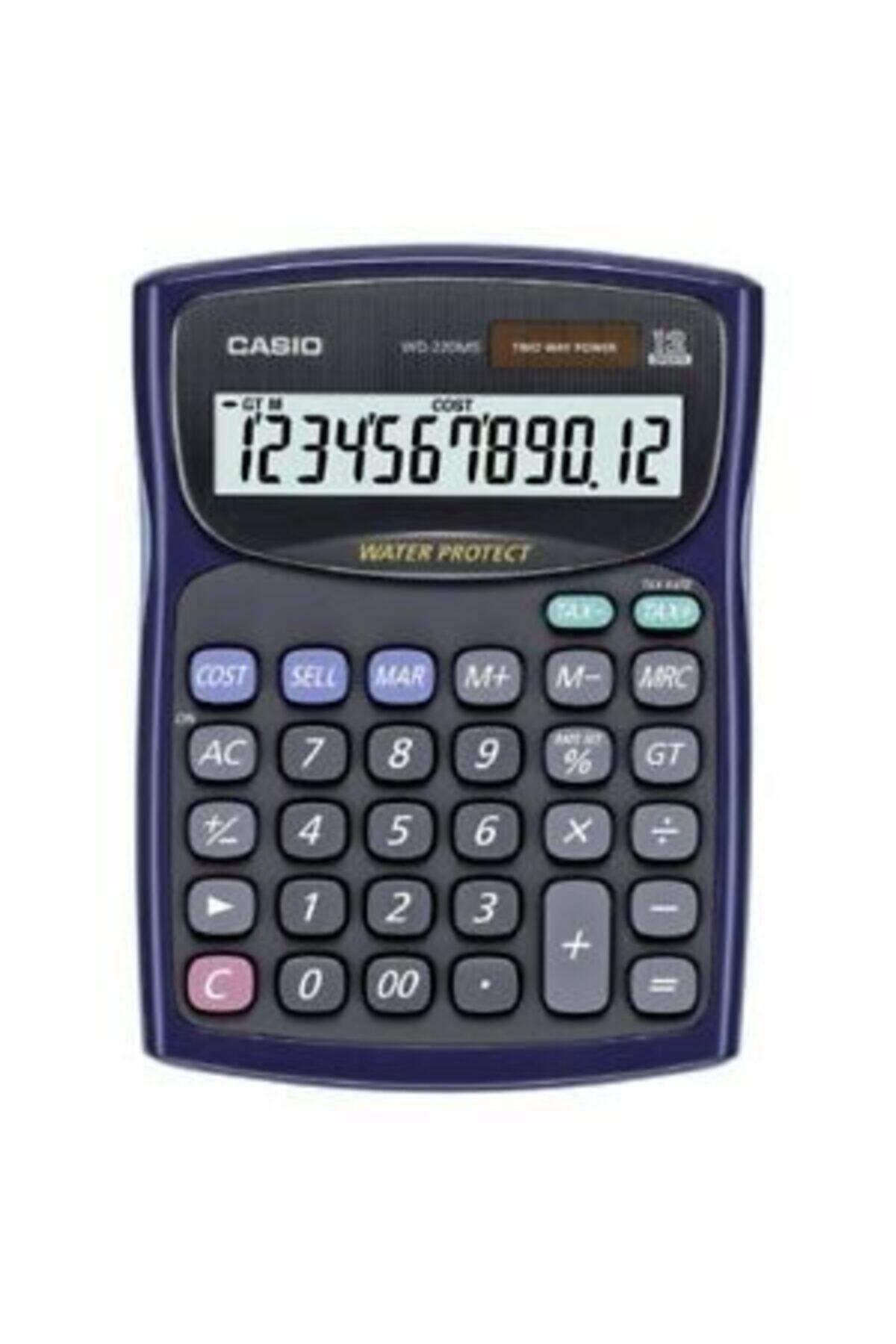 Casio Wd-220ms-bu 12 Hane Suya-toza Dayanıklı Masa Üstü Hesap Makinesi Mavi