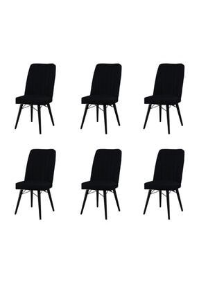 6 Adet Kare Gold Siyah Gürgen Ayaklı Sandalye Siyah Mutfak Sandalyesi UZ6KRSH