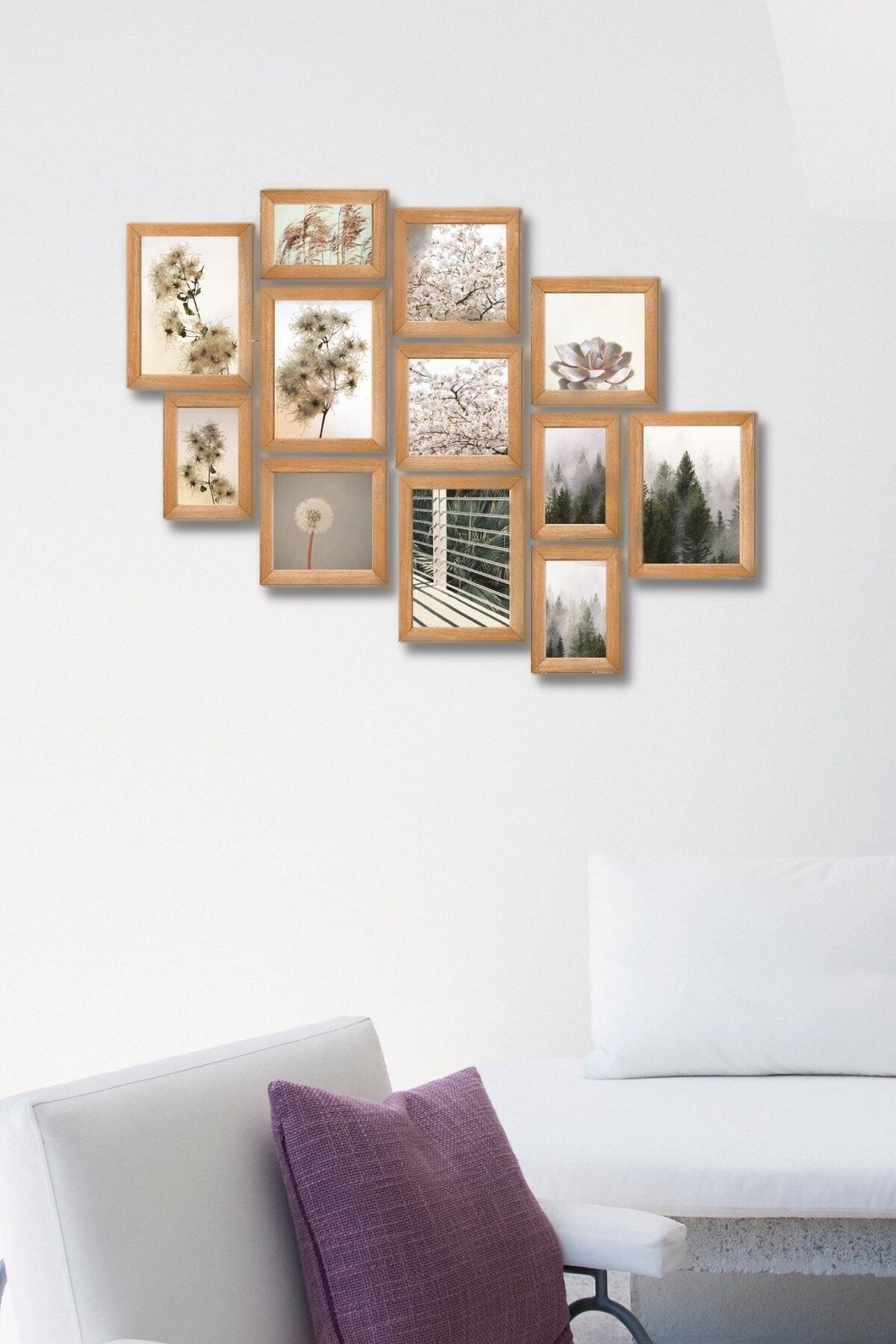 NT Handmade 12 Parça Ahşap Tablo Seti Duvar Dekoru - Karahindiba Salon Oturma Yatak Odası Mutfak Için 60x75 Cm
