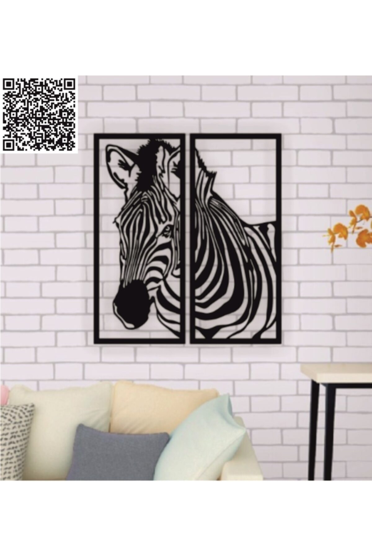Ahşap Zebra Tablo 2'li