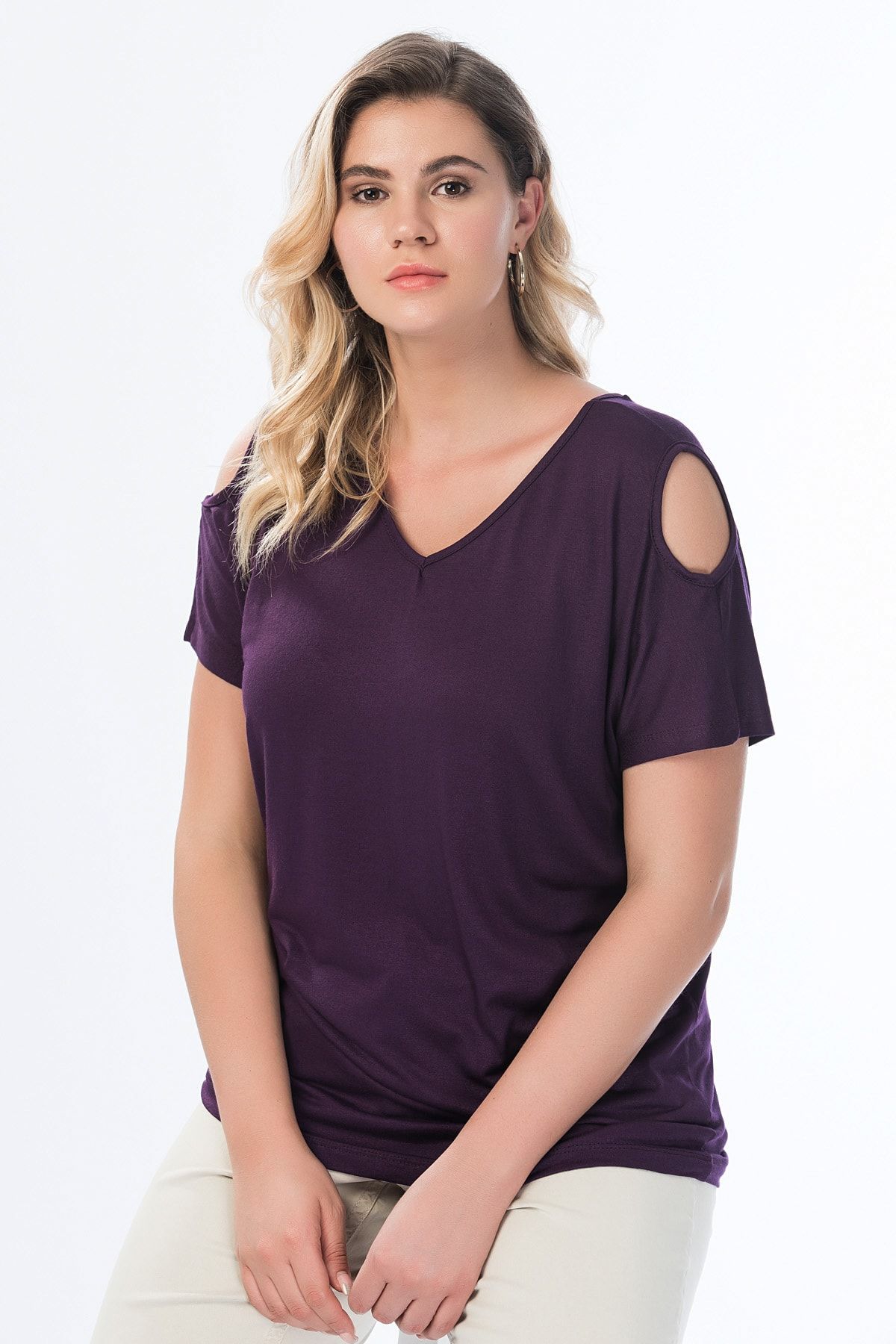 Şans Große Größen in Bluse Lila Regular Fit Fast ausverkauft
