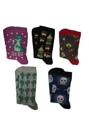 Eğlenceli Kadın Soket Çorap Seti 5 Li Paket 36-40 Numara eksçs3640