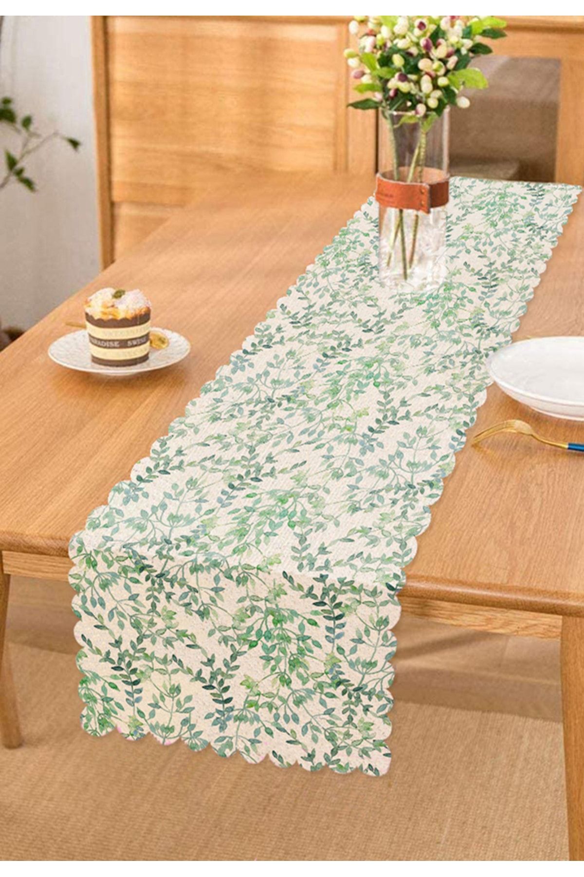 Realhomes Alergăr Decorativ Imprimat Digital Cu Motiv Modern De Frunze - Mărime unică