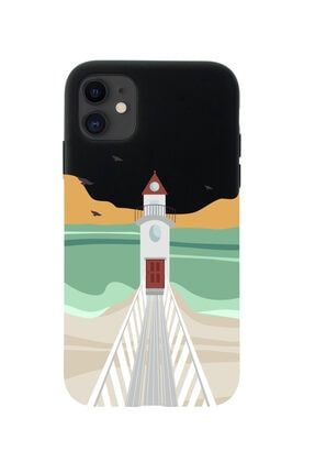 Iphone 11 Lighthouse Tasarımlı Siyah Telefon Kılıfı BCIPH11LGHTHOUSES