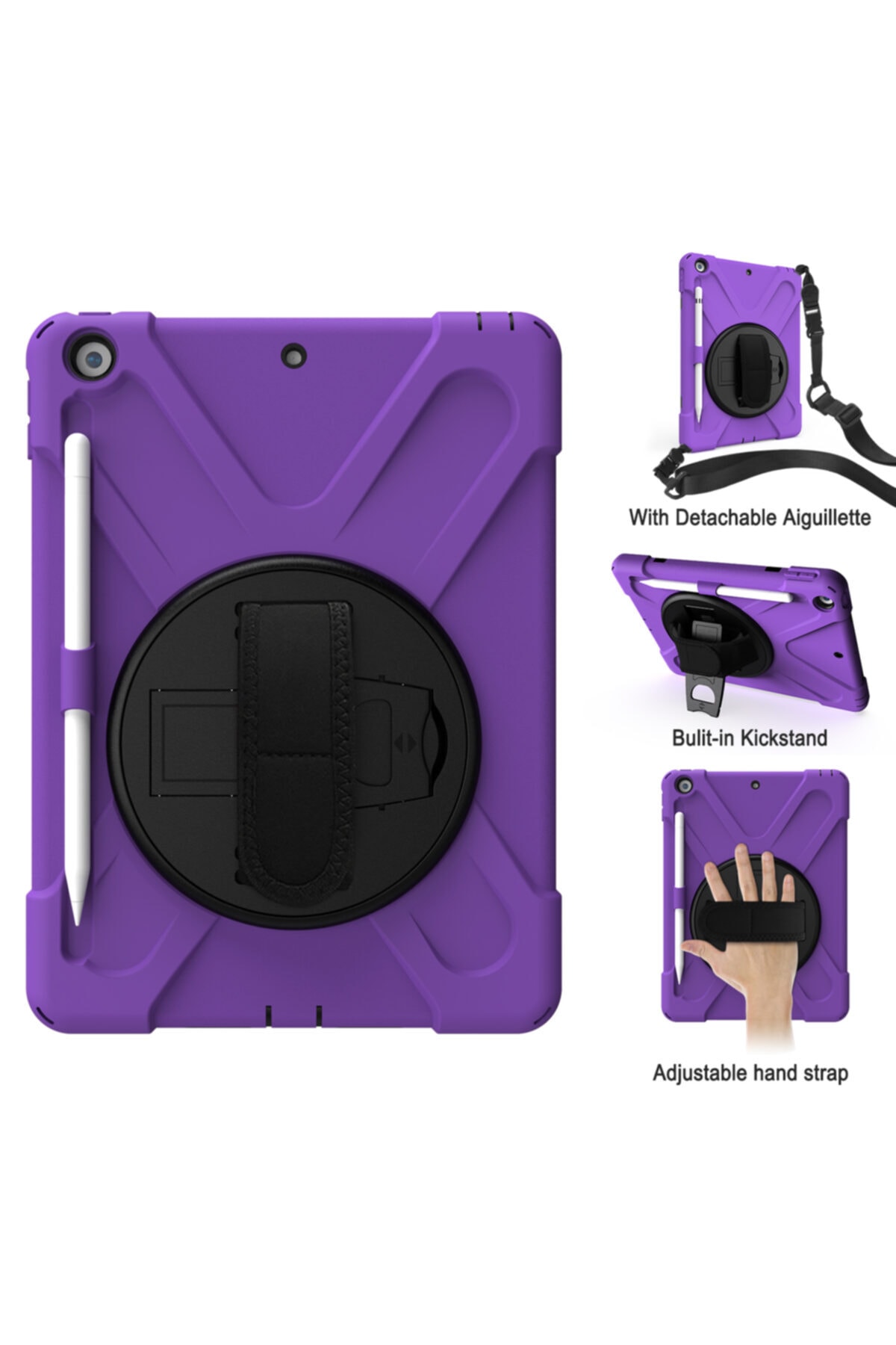 Apple Ipad 6 Generation 9.7 2018 Case Defender Strap Armored Tank Case A1893 A1954 Purple