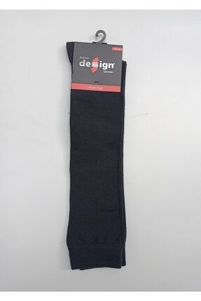 Unisex Siyah 2'li Düz Diz Altı Çorap 5002452