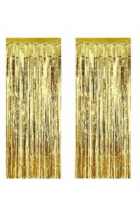 Metalize Fon Perde Duvar Perdesi Gold Renk 1001020