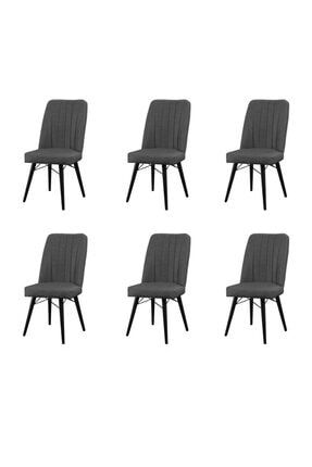 6 Adet Kare Gold Siyah Gürgen Ayaklı Sandalye Füme Mutfak Sandalyesi UZ6KRSH