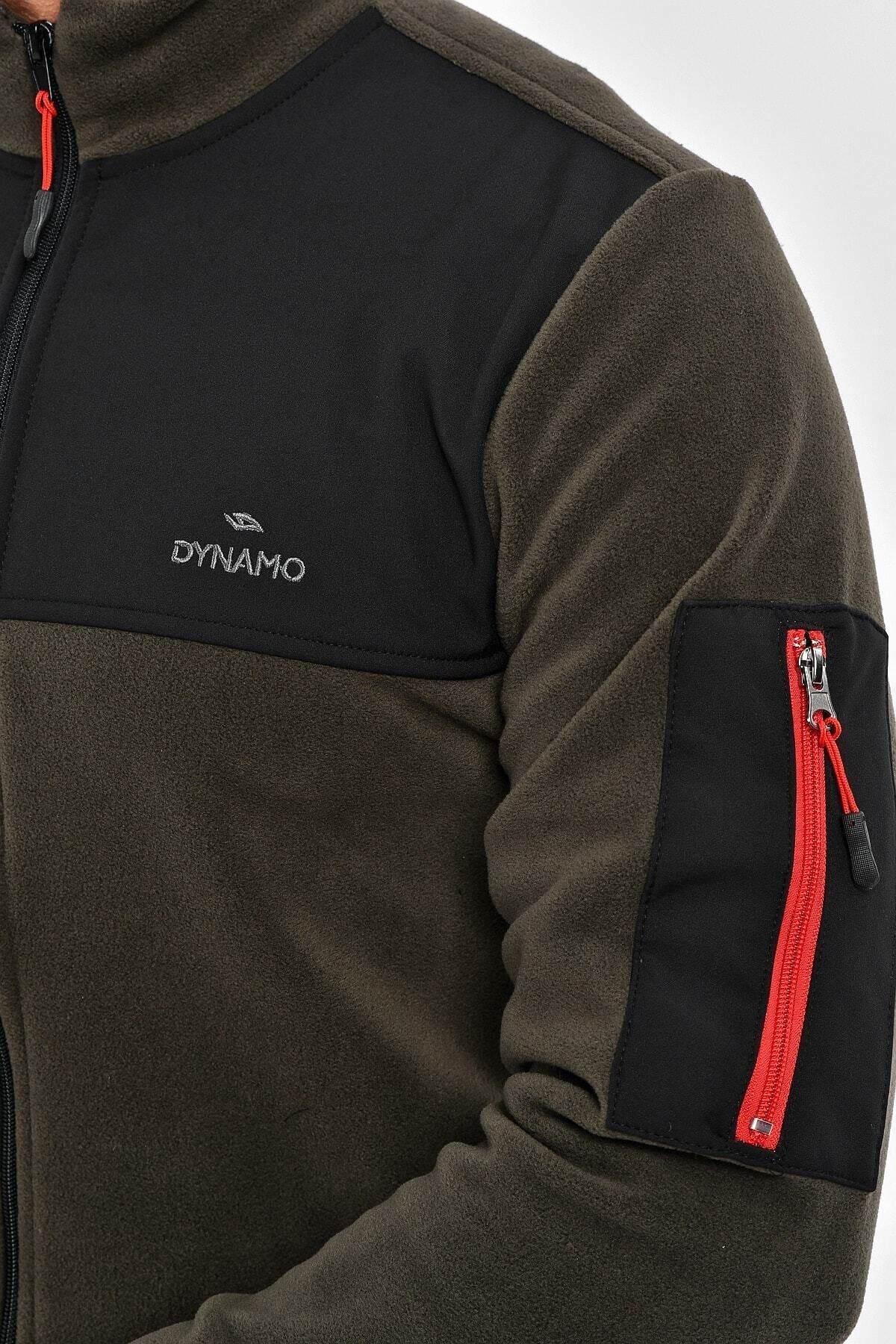 DYNAMO-Ανδρικό Χακί Plus Size Μπουφάν Fleece Chest Softshell Ύφασμα 3