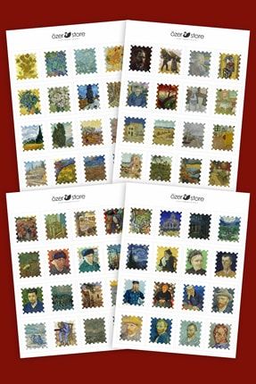 64 Parça Pul Görünümlü Van Gogh Ünlü Tablolar Temalı Dekoratif Sticker Yapışkan Seti ps4
