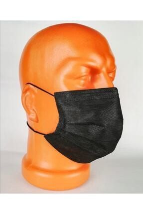 Siyah 50 Adet 3 Katlı Spunbond Ultrasonıc Dikişsiz Telli Cerrahi Maske TUNEEX03940011