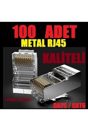 Metal Kaliteli - 100 Adet Rj45 Rj-45 8p8c Ağ Konnektörü Internet Ethernet Kablo Soketi Cat5 Cat6 ATATrndRJ45-28