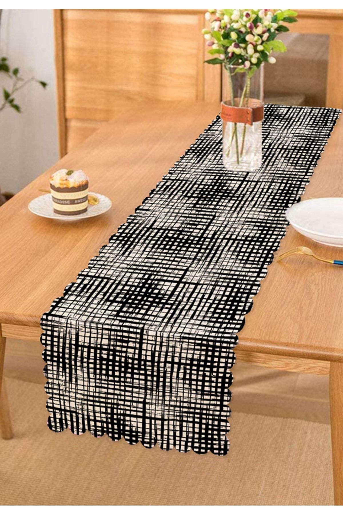Realhomes Alergăr Decorativ În Carouri Alb-negru - One Size
