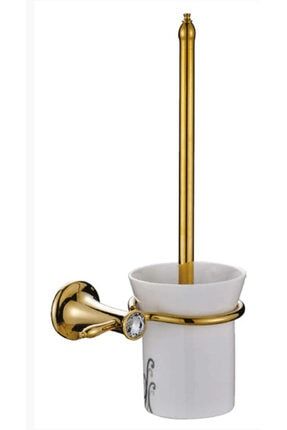 Tuvalet Fırçası Lüks Pirinç Gold (altın) Taşlı Banyo Tuvalet Fırçası STLG1004