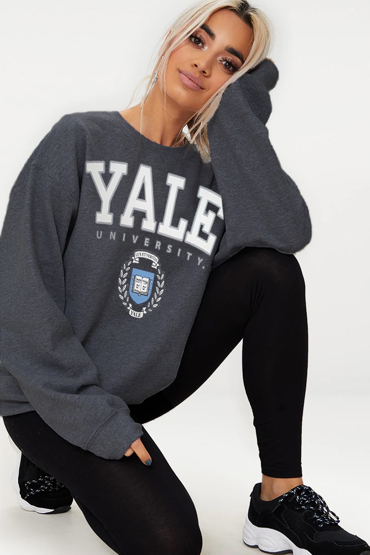 Kadın Antrasit Yale Oversize Sweatshirt