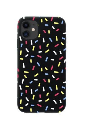 Iphone 12 Colored Dots Tasarımlı Siyah Telefon Kılıfı BCIPH12CLRDDOTSD