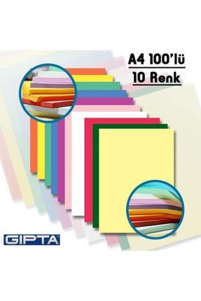 Renkli Kağıt A-4 (100 Lük-10 Renk) 8697236434604