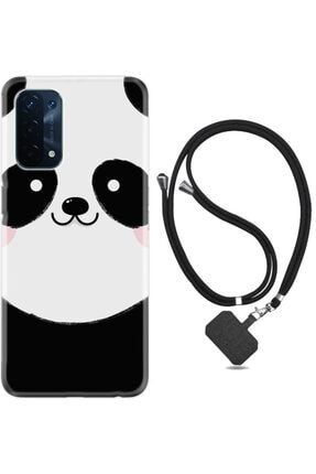 Oppo A74 Kılıf Silikon Ipli Boyun Askılı Desenlim Sevimli Panda 1794 a74iplixxxfozel14
