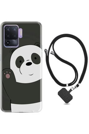 Oppo Reno 5 Lite Kılıf Silikon Ipli Boyun Askılı Desenlim Hello Panda 1709 reno5liteiplixxxfozel8