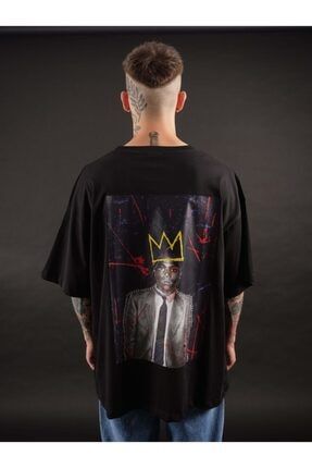 Basquiat Baskı Detaylı Super Oversize Erkek T-shirt TRUGGS096