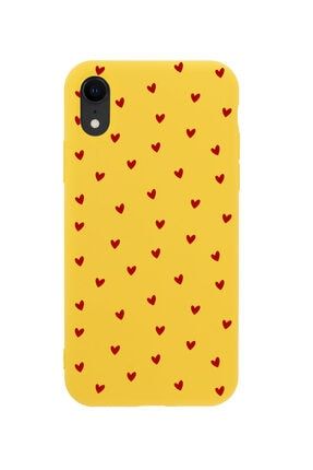Iphone Xr Minik Kalpler Tasarımlı Sarı Telefon Kılıfı BCIPHXRMNKKLP