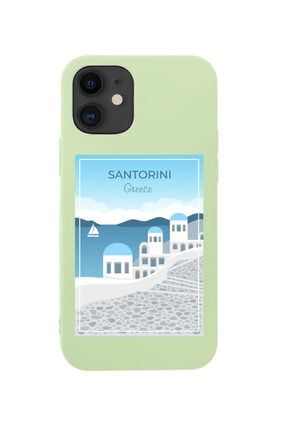 Iphone 12 Santorini Tasarımlı Yeşil Telefon Kılıfı BCIPH12SNTNI