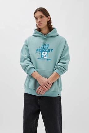 Picture of “You May Forget” Sloganlı Kapüşonlu Sweatshirt
