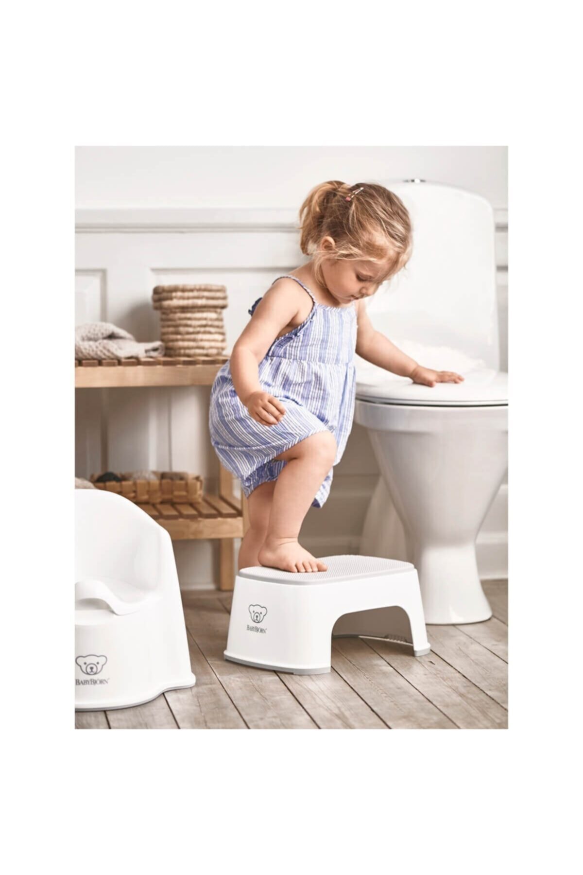 BabyBjörn Koltuk Oturak Klozet Adaptörü Banyo Basamağı Tuvalet Eğitimi Seti White NE11574