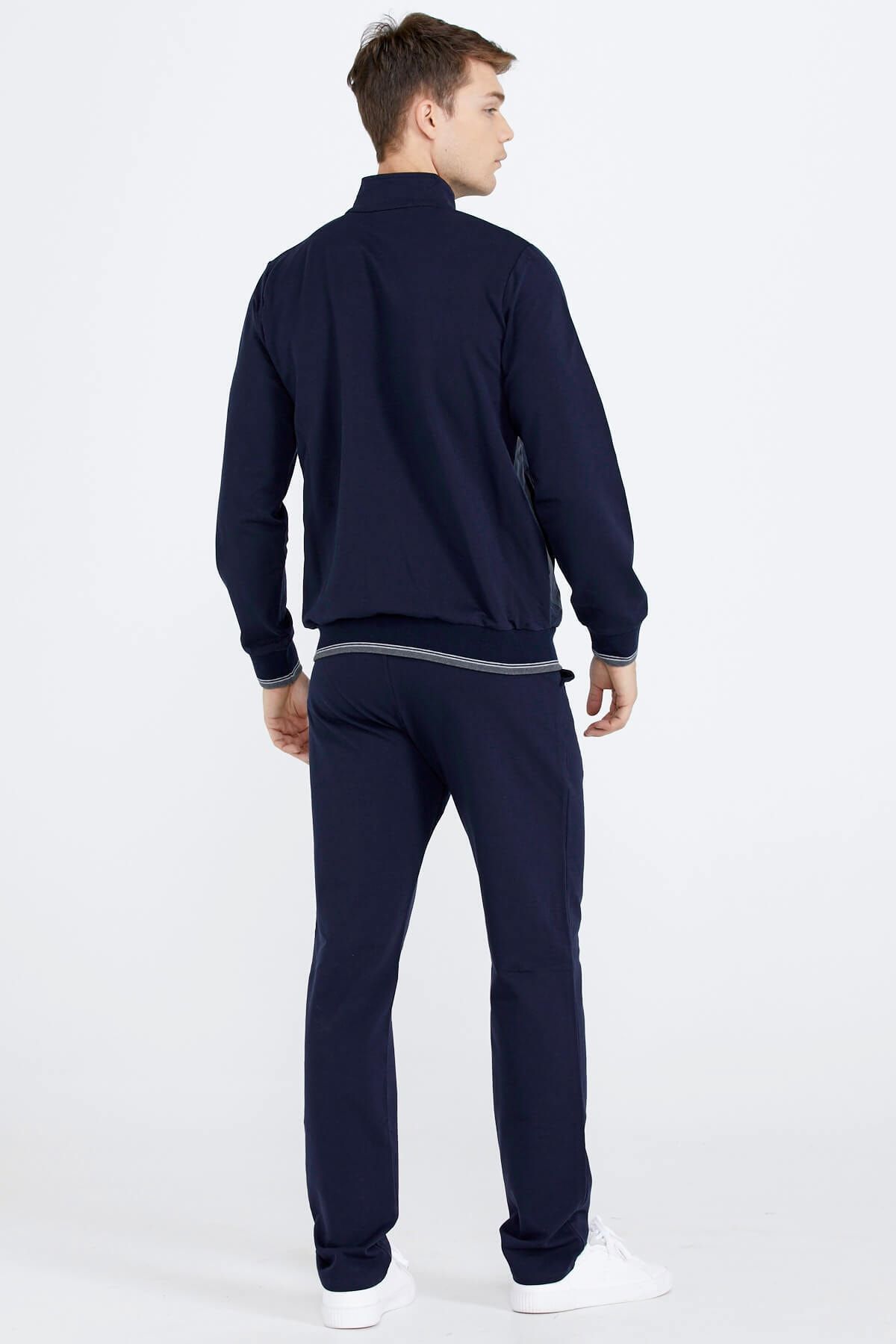 Sementa Stripe Detailed Men s Tracksuit Set Navy Blue Trendyol