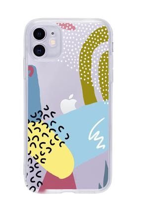 Iphone 11 Colorful Patterns Premium Şeffaf Silikon Kılıf iPhone11clrflpttrns