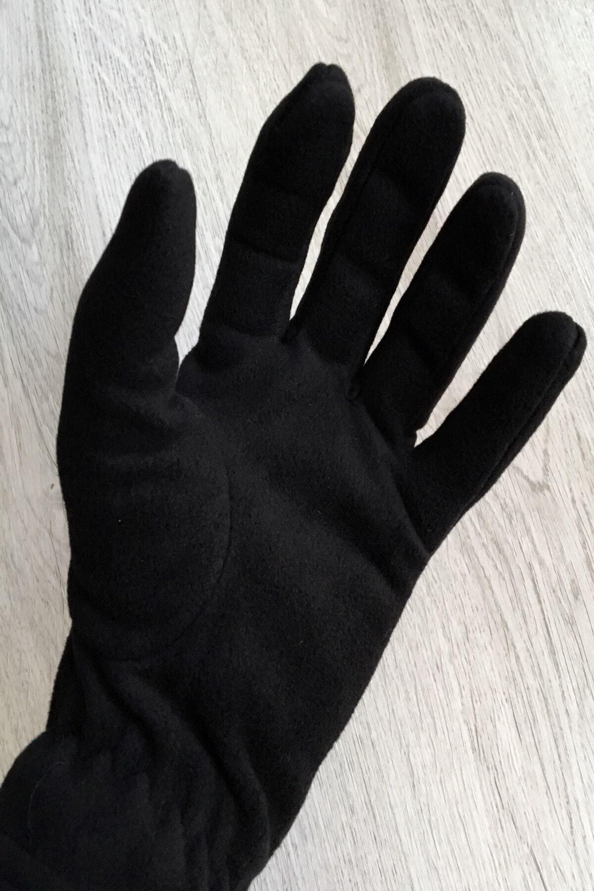 Outlet Çarşım Erkek Polar Lastikli Siyah Eldiven