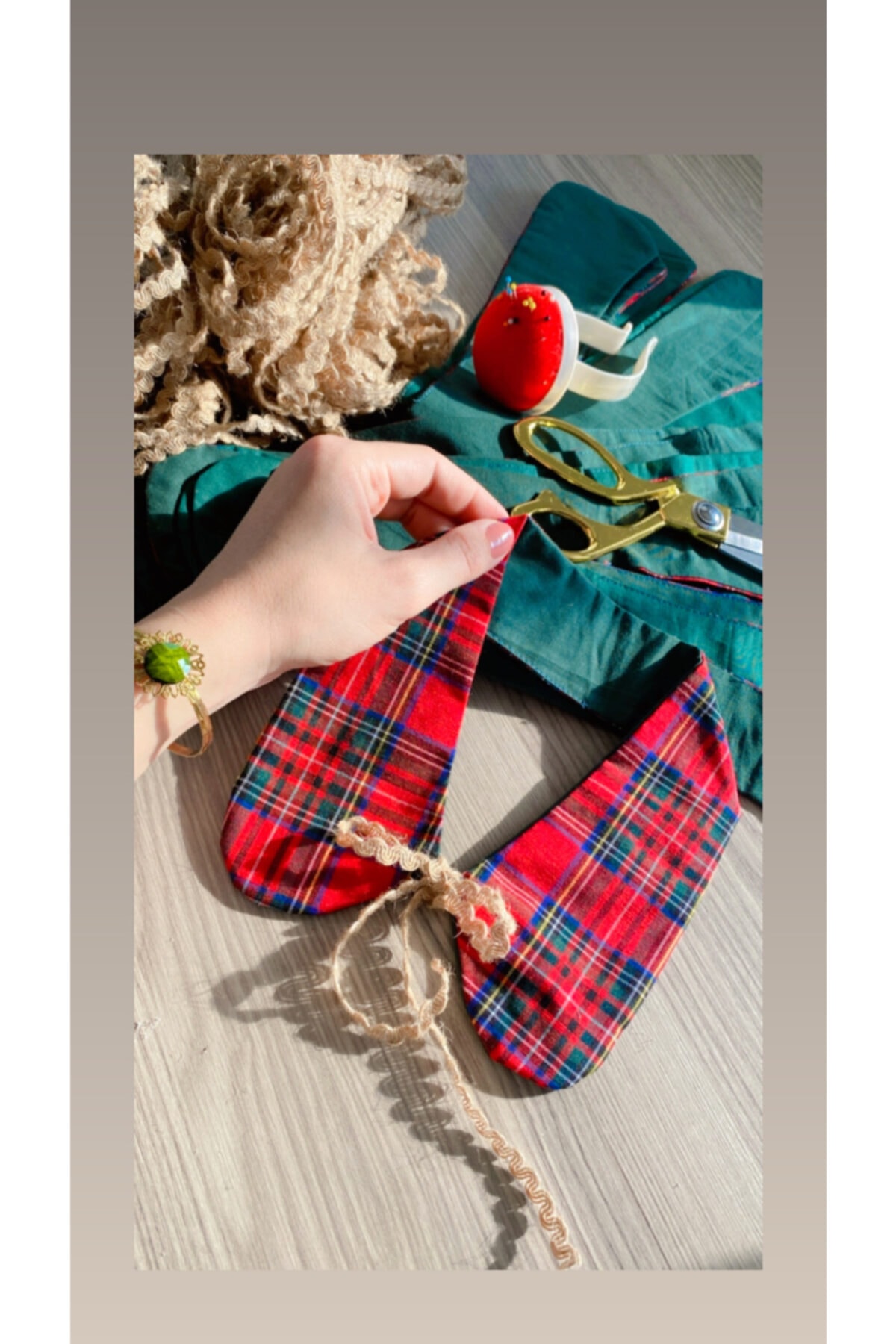 Women's Red Christmas Custom Plaid Collar