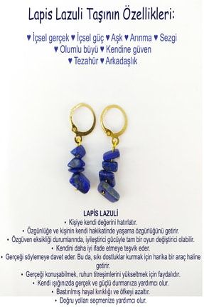 Altın Kaplama Lapis Lazuli Taşı Üçlü Doğal Taş Halka Küpe TYC00297515551