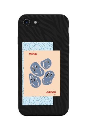 Iphone 7 - 8 - Se Uyumlu Who Cares Tasarımlı Siyah Lansman Telefon Kılıfı iPhone8amz-lns-015