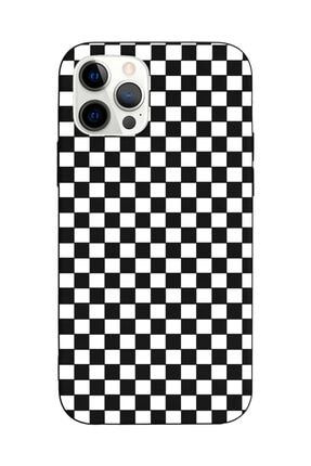 Iphone 12 Pro Max Uyumlu Dama Tasarımlı Siyah Lansman Telefon Kılıfı iPhone12promaxamz-lns-018