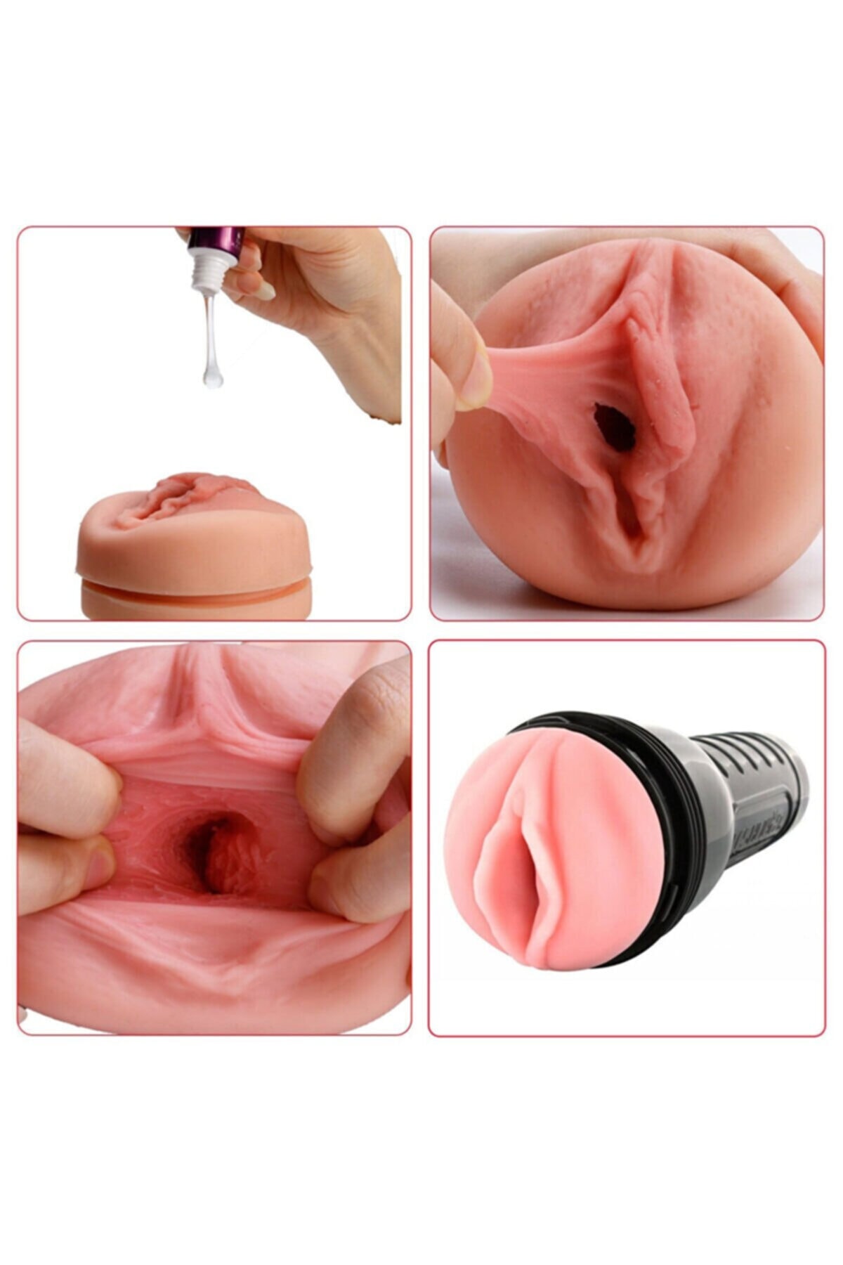 Büyük Boy Fener Tipi 25 CM Gerçekçi Soft Ten Dokusunda Realistik Mastürbatör Suni Yapay Kupa Vajina 2