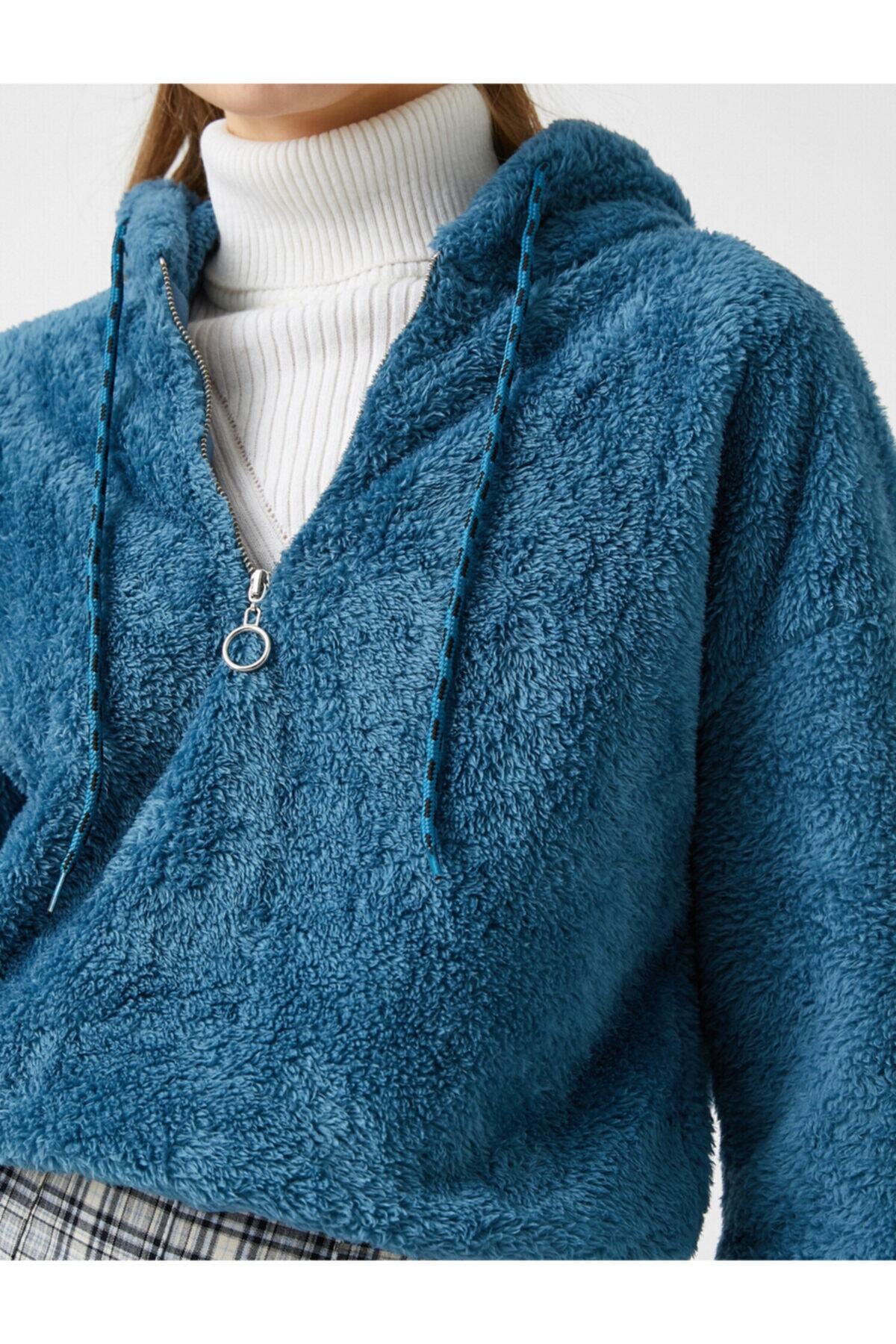 سویشرت زنانه آبی کوتونKoton | 2KAL68566OK اورجینال - تصویر 5