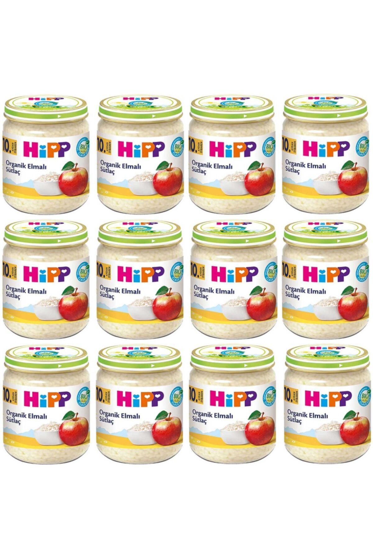 Hipp Kavanoz Maması Organik Elmalı Sütlaç 200 gr 12 Adet