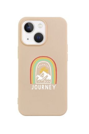 Iphone 13 Mini 13 Rainbow Tasarımlı Pembe Telefon Kılıfı BCIPH13MNRAINBOWS