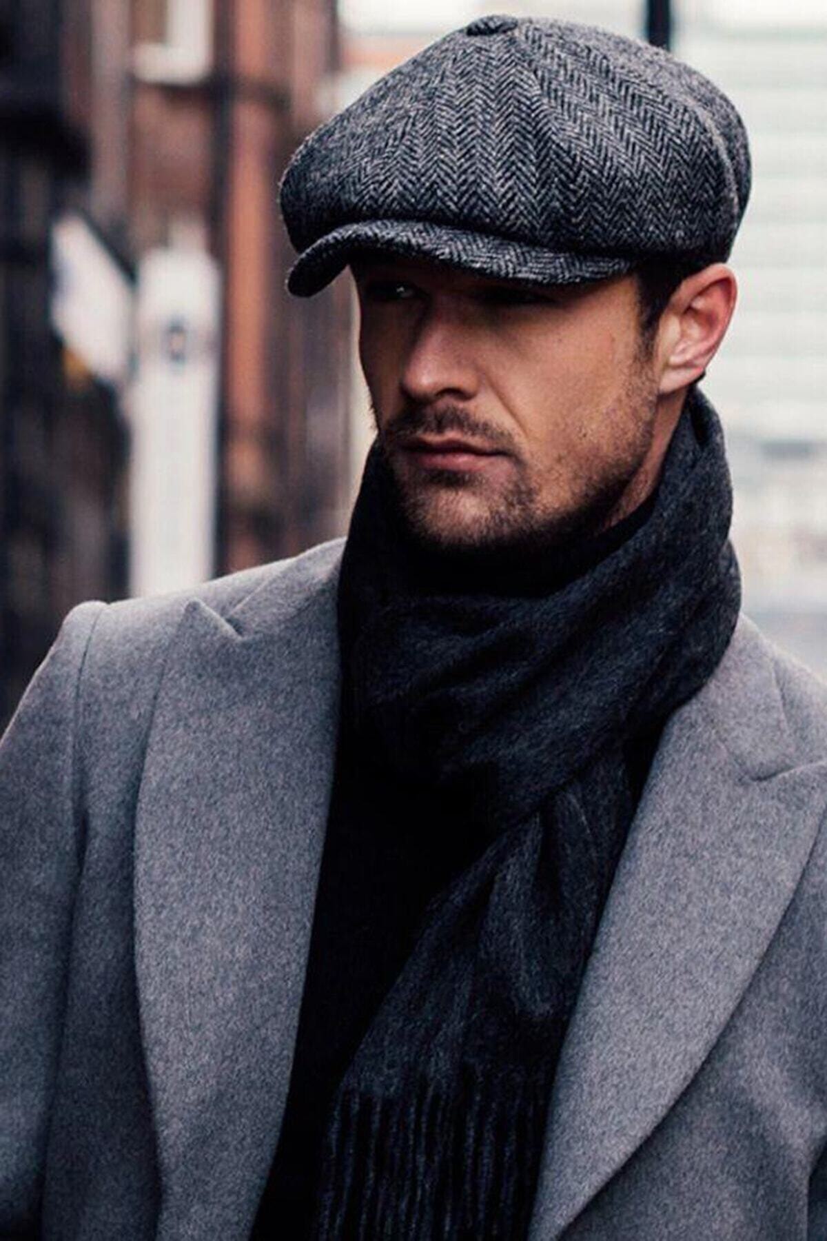 Erkek Gri David Beckham Model Peaky Blinders Kasket Şapka