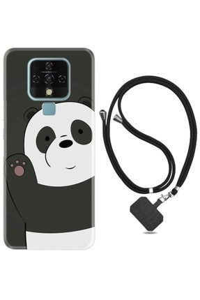 Camon 16 Kılıf Silikon Ipli Boyun Askılı Desenli Hello Panda 1709 camoniplixxxfozel8