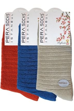 Bayan Kışlık Ters Havlu Çorap (Parfümlü) 12 Çift Asorti Renk PSBKTHÇ