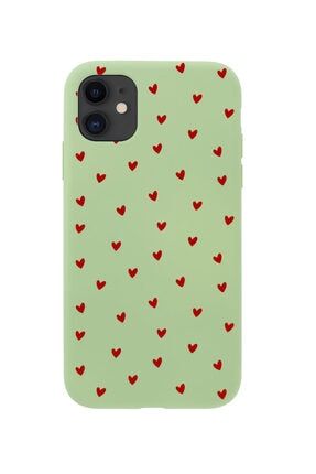 Iphone 11 Minik Kalpler Tasarımlı Yeşil Telefon Kılıfı BCIPH11MNKKLP