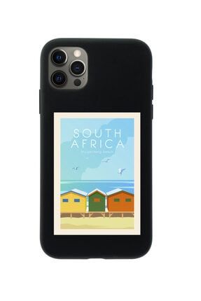 Iphone 12 Pro South Africa Tasarımlı Siyah Telefon Kılıfı BCIPH12PSOUAFRK
