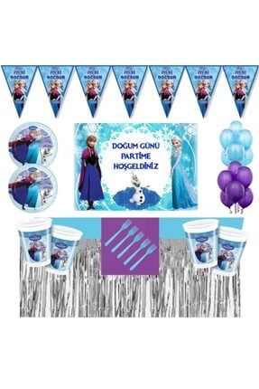 Frozen Elsa 16 Kişilik 70x100 cm Afişli Masa Etekli Doğum Günü Parti Seti PRA-5100934-3767