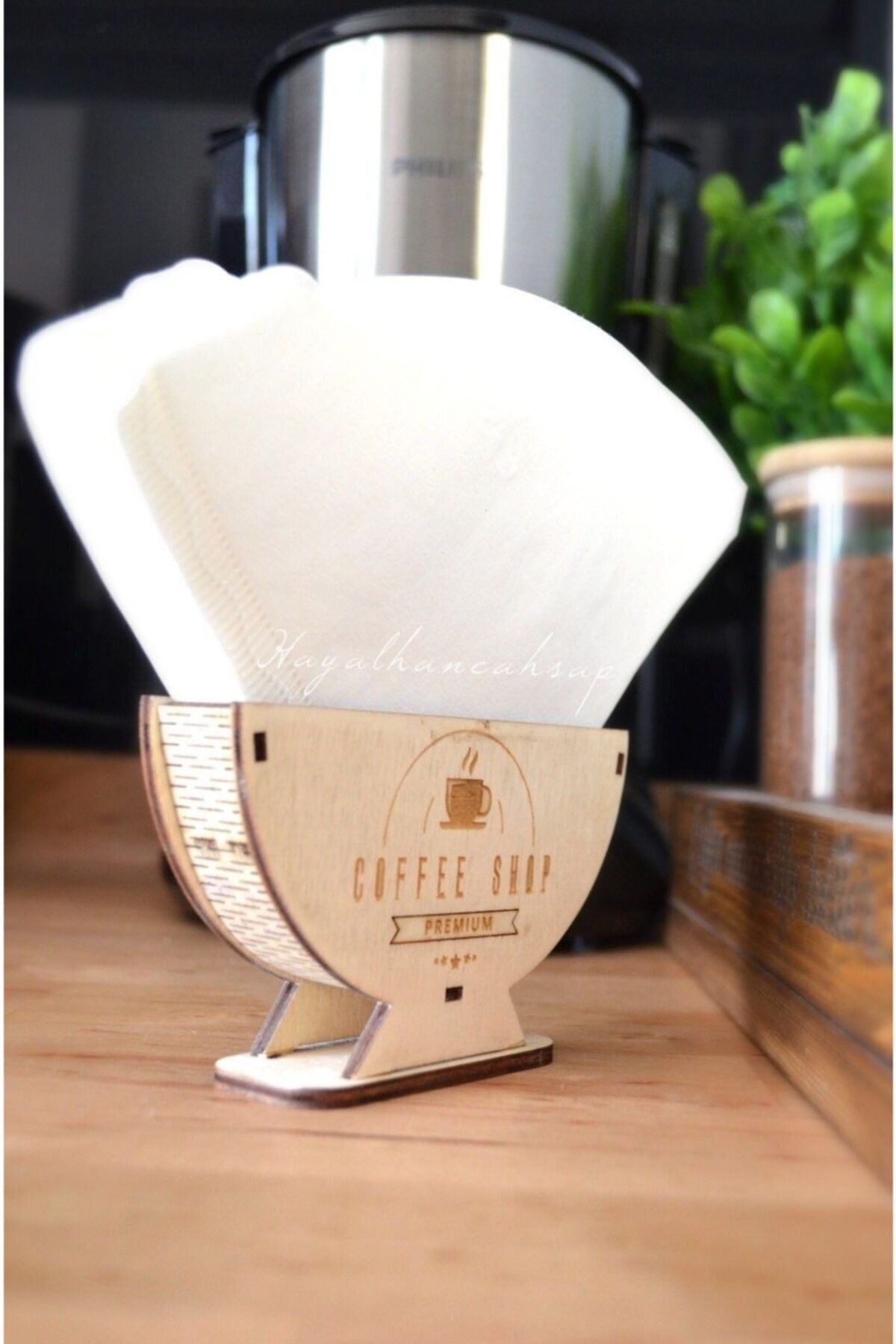 HAYALHANE AHŞAP HOME DECORATION & DESIGN Kahve Filtresi Standı / Filtre Kahve Kağıdı Tutucu Stand / Filtre Kahve Stand / Ahşap Stand