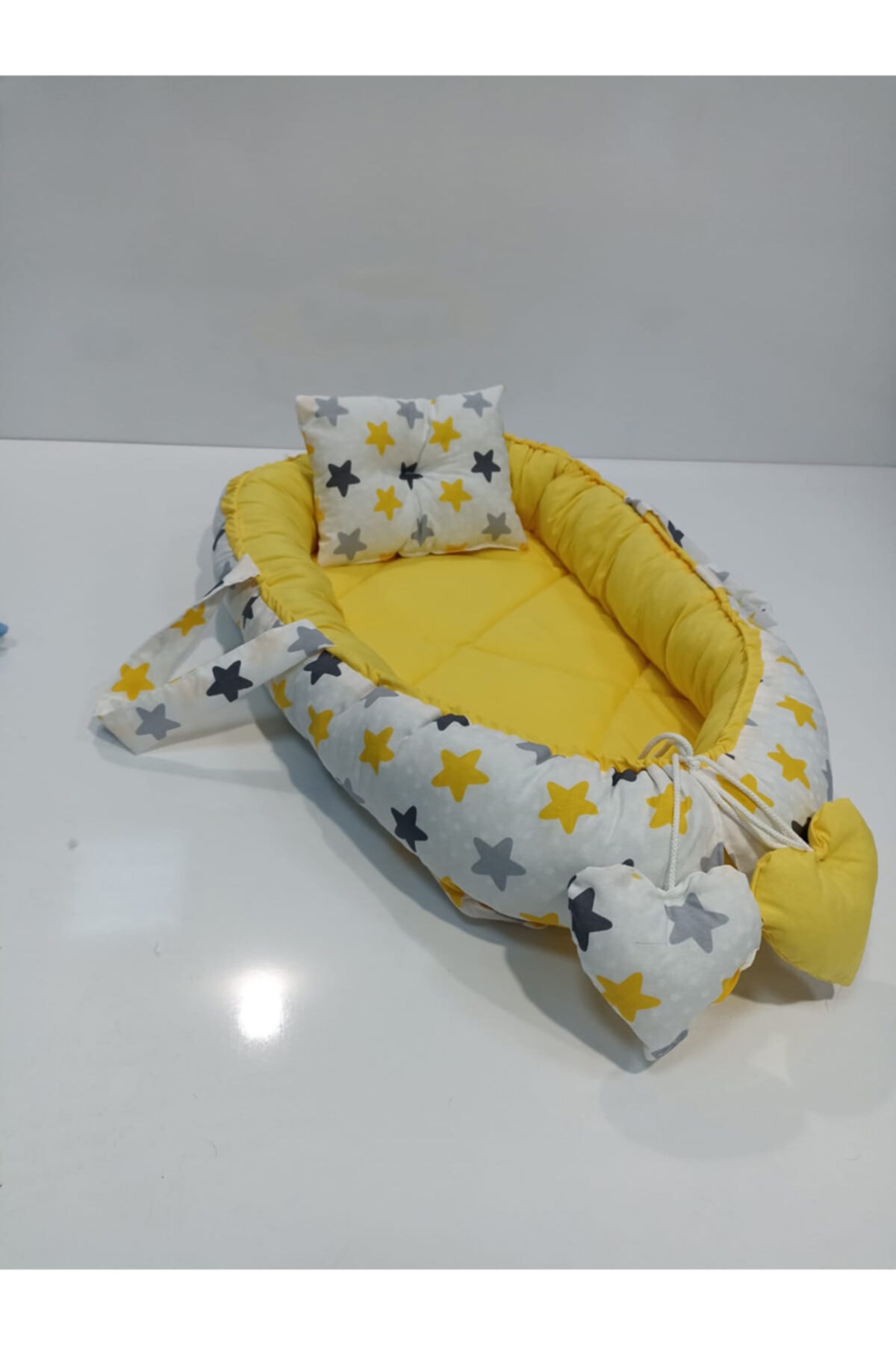 Balamira Sarı Yıldız Sarı Yenidoğan Oval Yatak Ve Yastı