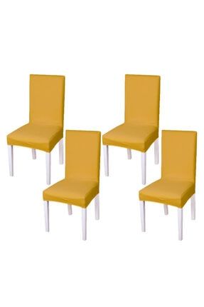 4lü Balpeteği Desen Likra Kumaşlı Tüylenmez Yikanabilir Sandalye Örtüsü Sandalye Kılıfı dop10941283igo