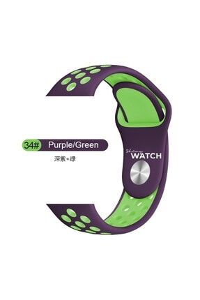 Apple Watch Uyumlu Delikli Silikon Kordon 42/44mm Purple Green SHNYTCH0021