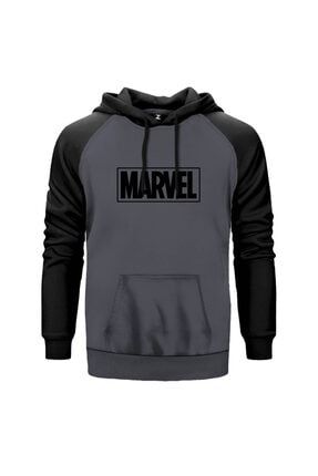 Marvel Logo Gri Reglan Kol Sweatshirt Hoodie RH0812